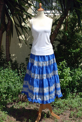 Provence tiered skirt, long (Esterel. blue)